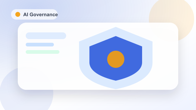 AI governance course image showing a shield on a digital business card.