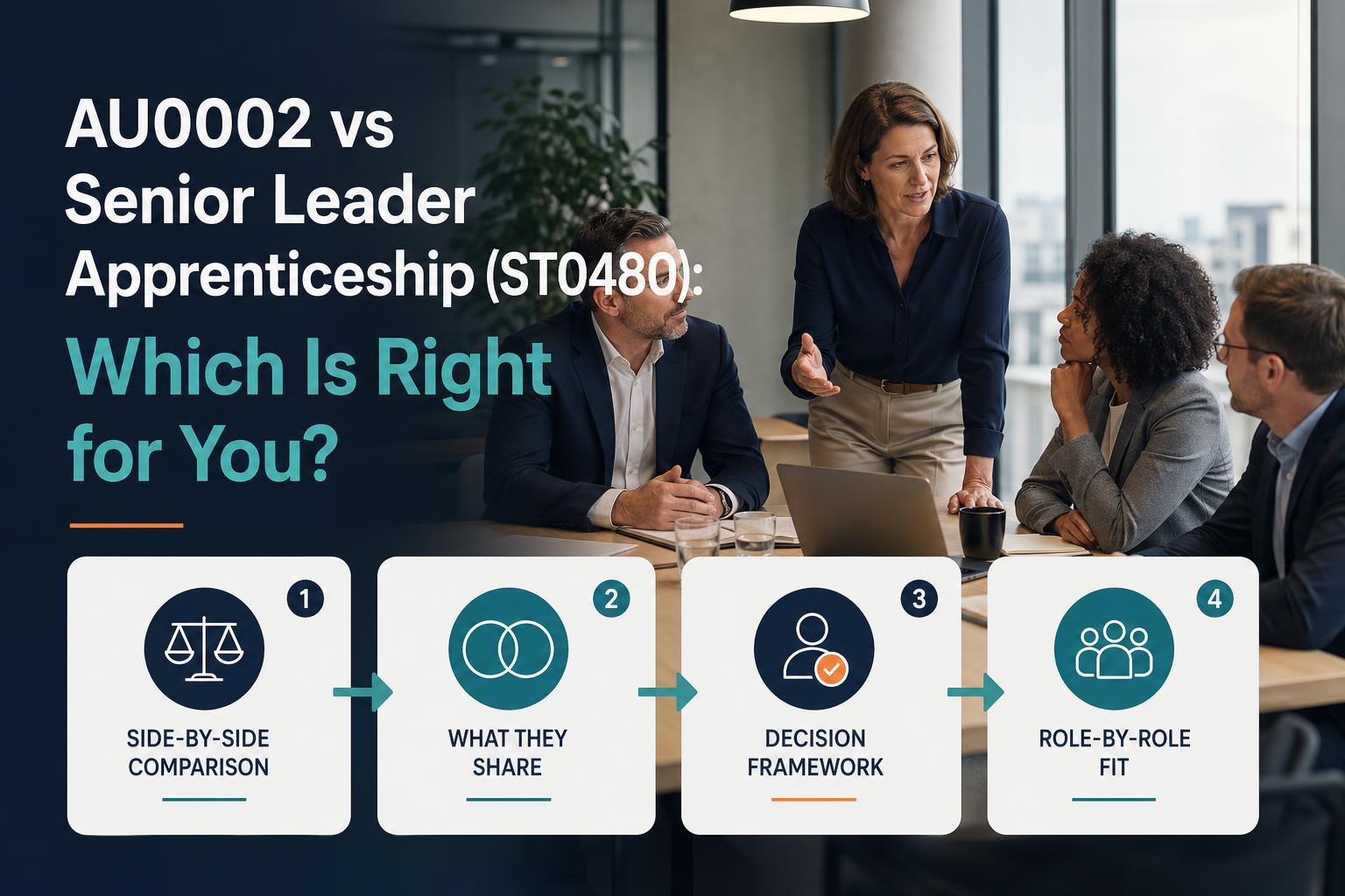 AU0002 vs Senior Leader Apprenticeship (ST0480): Which Is Right for You? hero image