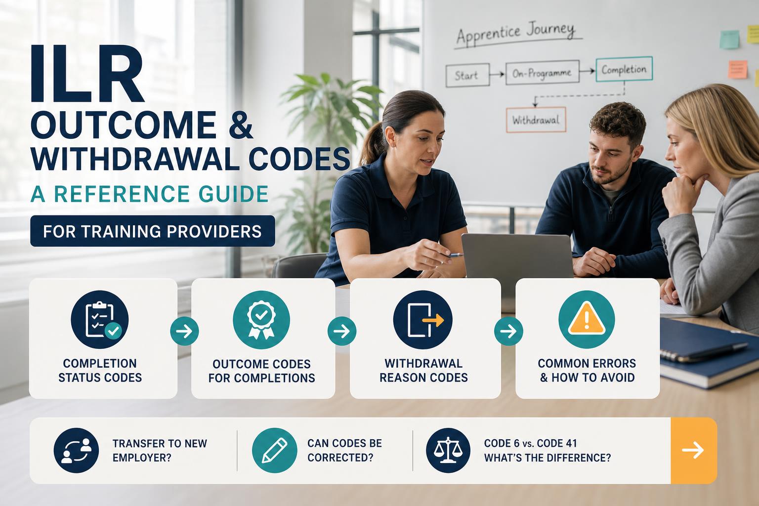 ILR outcome and withdrawal codes: a reference guide for training providers hero image
